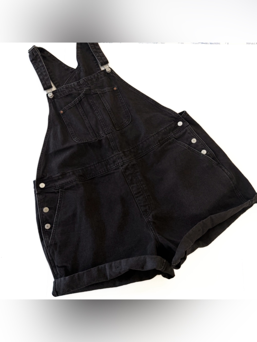 Old Navy Womens XXL Shortalls Denim Overall Shorts Black